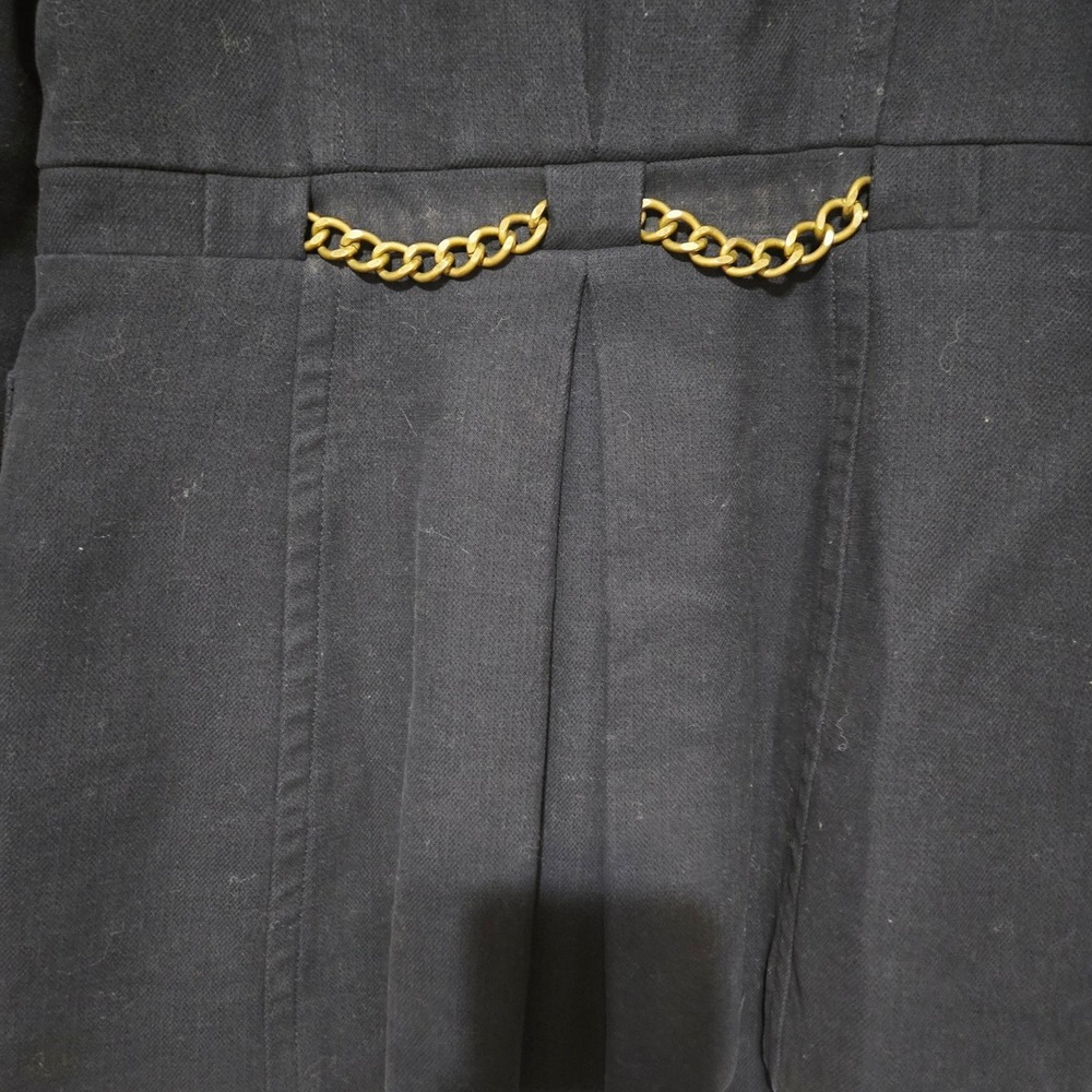Ann Taylor Loft Womens Black Military Style Coat Gold Chain Button Size 4 - Picture 4 of 8